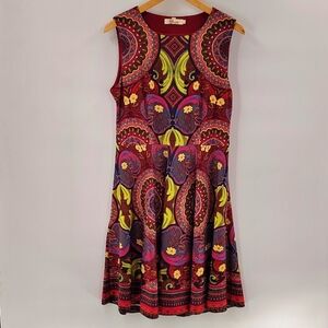 Aryeh Dress Multicolor Print Size Large Stretch Knee Length Sleeveless